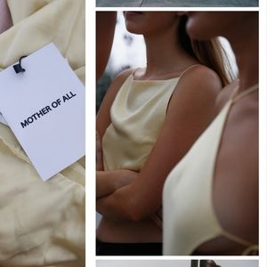 Nwt MOTHER OF ALL ssense silk butter yellow slip dress a la mirror palais S